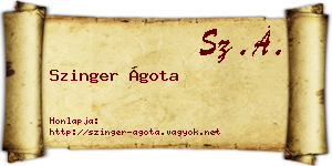 Szinger Ágota névjegykártya
